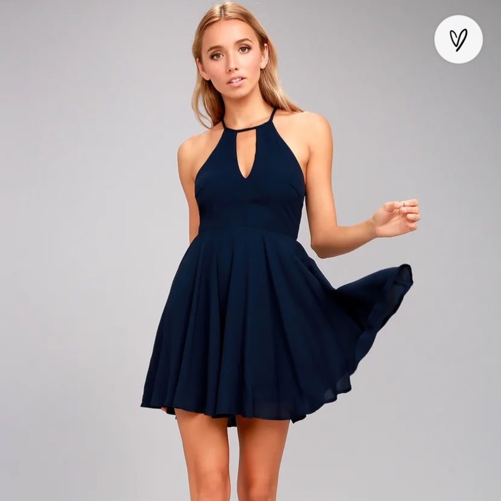 Lulu’s Glamorous Grace Navy Blue Skater Dress